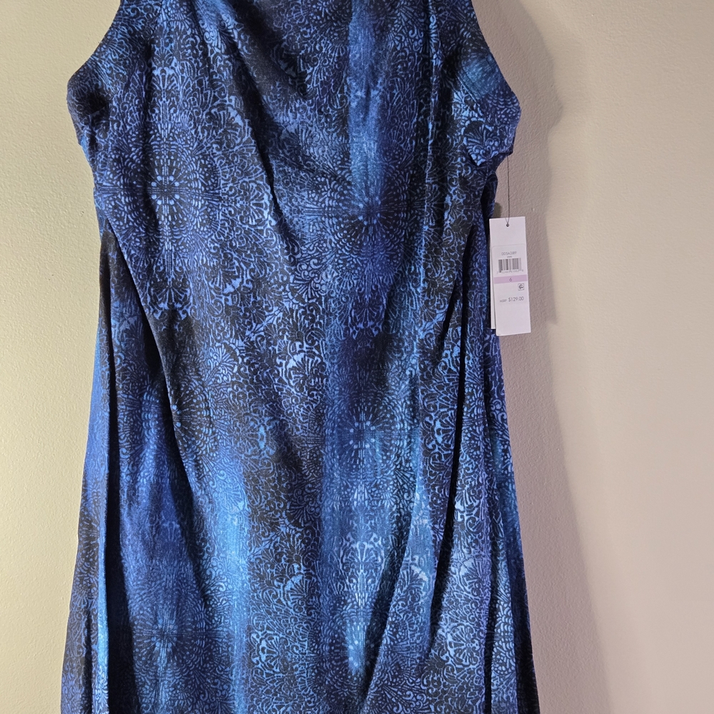 DKNY Blue Patterned Midi‎ Dress